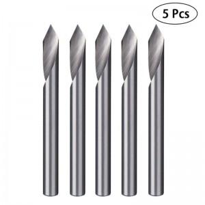 Spiral 60 Degree V Groove Engraving Tool Flat Bottom CNC Router Bits 1/8 Inch Shank for Aluminum MDF Hard Wood Copper 5PCS