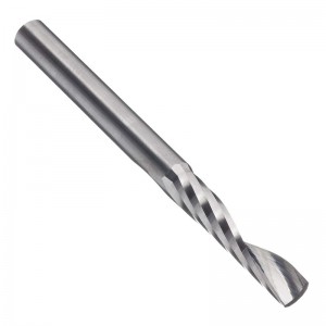 Solid Carbide Upcut Spiral O Flute Cutting Tool, Inch, Uncoated (Bright) Finish, 21 Degree Helix, 1 Flute, 3.0000