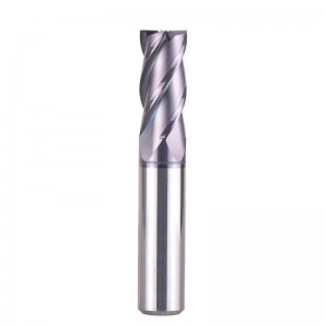 4 Flutes CNC End Mill, Square Nose 1/2 inch Shank Diameter, 3 inches Long Overall, Spiral Router Bit with Coated
