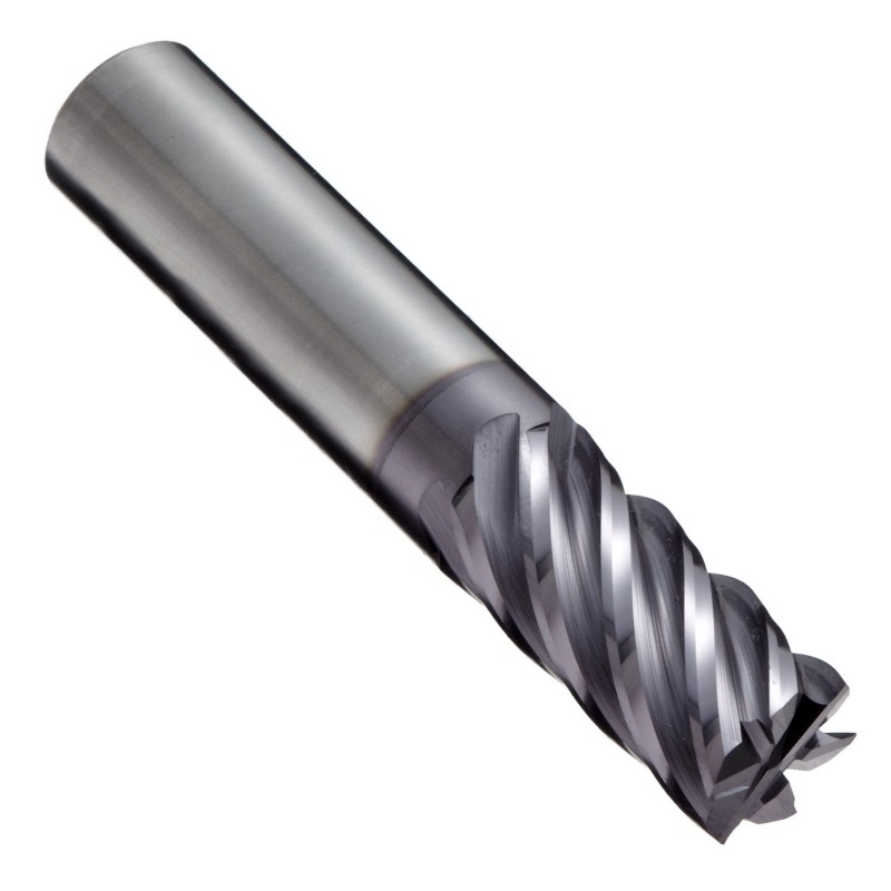 Carbide Square Nose End Mill, TIALN Multilayer Finish, 40 Deg Helix, 6 Flutes, 3" Overall Length, 0.5" Cutting Diameter, 0.5" Shank Diameter
