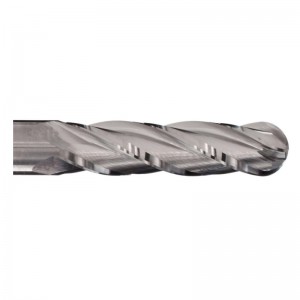 Carbide Ball Nose End Mill, Extra Long Reach, Uncoated (Bright) Finish, 30 Deg Helix, 4 Flutes, 3