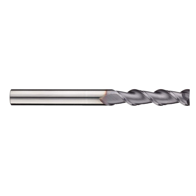 Carbide Square Nose End Mill, Inch, TiCN Finish, Finishing Cut, 45 Degree Helix, 2 Flutes, 1.5" Overall Length, 0.125" Cutting Diameter, 0.125" Shank Diameter